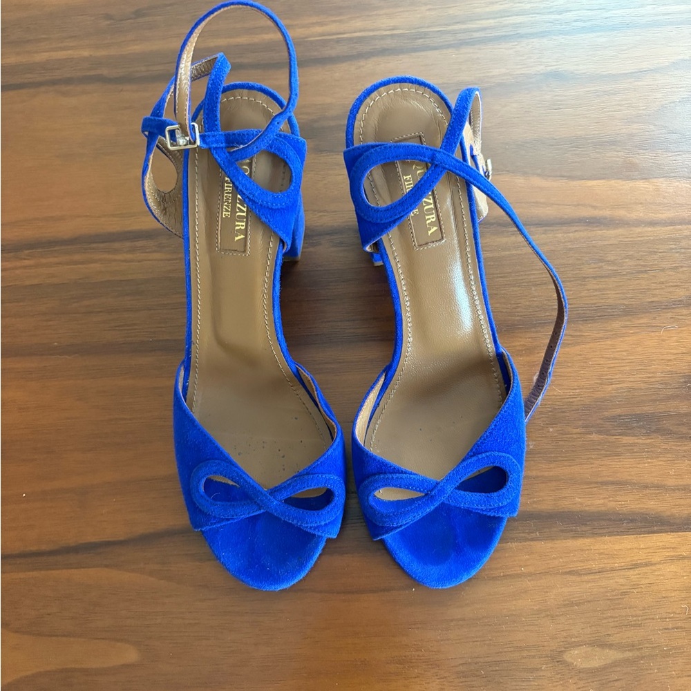 Aquazzura Vera Blue Suede Women's Sandals